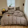 Conjunto de quatro peças de algodão macio e fresco lavado, ultrassuave para dormir sem nada, adequado para todas as estações, lavável à máquina, disponível para atacado