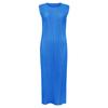 Miyake Minimalista 2026 Verano Nuevo Estilo Japonés Elegante Vestido sin Mangas de Cuello Redondo para Mujer Vestido tipo Tanque de Longitud Media