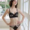Sujetador Sexy de Encaje Ruso Color Block para Pechos Pequeños Push-up Lencería Taza Gruesa Anti-caída Sujetador Suave Conjunto de Lencería