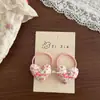 Presilha de Cabelo Rosa Floral Estilo Coreano para o Início da Primavera, Presilha Bico Doce de Tecido com Laço de Coração, Acessório de Cabelo Versátil para Crianças