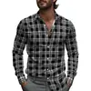 Camisa de Hombre a Cuadros y Rayas Primavera Un Botón Diseño de Solapa 2025 Ligera Corte Holgado Moda