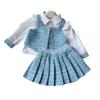 Traje Pequeño de Fragancia para Niñas Estilo Nuevo Primavera y Otoño Conjunto de Tres Piezas: Camisa, Chaleco y Falda Plisada para Bebé Niña