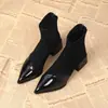 Botines Cortos de Punta Fina Estilo de Alta Gama para Mujer Otoño Temprano 2025 Otoño e Invierno Francés con Falda Estilo Coreano Botines Pequeños para Tobillo