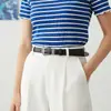Cinturón de cuero genuino de vaca con hebilla de pasador, estilo vintage hecho a mano, cinturón versátil de cuero genuino estilo Hong Kong, cinturón casual simple para mujer