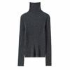 Suéter de Punto Gofrado de Cuello Alto 100% Lana Hengjia Hj48 para Mujer, Color Sólido Cálido de Capa Base para Otoño e Invierno