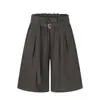 Shorts de Traje de Color Sólido Holgados de Pierna Ancha para Hombre, Estilo Veraniego Tendencia Streetwear Japonés Versátil Casual a la Rodilla