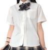 Camisa JK Original Top de Manga Corta Esquina Básica Abotonada Plisado de Órgano Estilo Universitario Uniforme Camisa Blanco Leche para Mujer