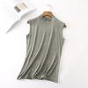 Camisola Modal de Verano para Mujer sin Mangas con Cuello Medio Alto Camiseta Base Estilo Coreano Ajustada Interior Estilo Occidental Top para Mujer
