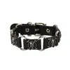 Pulsera de Calavera Estilo Gótico, Pulsera de Cuero Ajustable Punk Personalizada, Popular en Europa y América, Joyería Transfronteriza al por Mayor