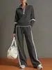 Moda Femenina Europea y Americana 2026 Sitio Independiente de Amazon Chaqueta Elegante con Cremallera Conjunto Deportivo de Dos Piezas