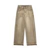 Jeans Lavado Marrom Vintage Estilo Americano Unissex Marca Tendência High Street Reto Solto Relaxado-Off Calça Maillard