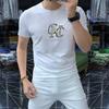 Camiseta de manga corta de algodón mercerizado transpirable para hombre, nueva camiseta de verano 2024 con letras de perforación en caliente, combinable con todo, para jóvenes.