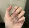 Explosões unha usada à mão strass de alta qualidade longo patch francês nail art terminou 30 peças de unhas removíveis