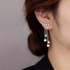 Nuevos aretes populares de borla de circón, temperamento, diseño especial, aretes de nicho, estrella, diamante brillante, aretes de dos piezas