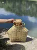Cesta de pesca para peces jaula para anguilas amarillas jaula de peces tejido de bambú cesta de bambú cesta para recoger té hecha a mano pura accesorio de actuación artesanal decoración