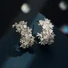 Pendientes de Gimnasio de Lujo Ligero de Alta Gama con Forma de C Moda Versátiles Pendientes de Circonita Microincrustada Plata S925 Aguja Pendientes Explosivos