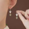 Pendientes de Cristal de Melocotón de Zhao y Fresa Moda Nacional Retro Pendientes Antiguos Joker Gancho de Oreja de Perla Redonda Pendientes Pequeños de Jade