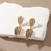 Novo Design de Nicho de Moda Kayi, Brincos de Folha Pequenos e Delicados, Brincos de Diamante Brilhante Bicolor Microincrustados, Brincos Versáteis
