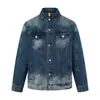 Chaqueta de Mezclilla Lavada y Desgastada Punk para Hombre, Primavera y Otoño, Hecha a Mano Desgastada y con Retazos, Abrigo Casual de Cuello Revertido, Estilo Callejero