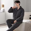 Pijama de Invierno para Hombre de Algodón Puro de Tres Capas Grueso Acolchado con Forro Polar Abrigo Acolchado de Algodón Otoño e Invierno para Hombre Talla Extra Traje de Ropa para el Hogar