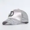 Gorra para Niños Estilo Coreano Moda Tendencia Letra A Letra D Gorra de Béisbol con Lentejuelas Ajustable Transpirable Sombrero para el Sol