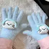 Luvas de Tricô de Pelúcia para Mulheres, Luvas de Inverno Fofas com Laço, Luvas Estudantis, Luvas Femininas com Dedos Anticongelantes para Ciclismo Quentes