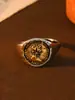 Anillo de estilo étnico de marea nacional transfronterizo, dos colores, personalidad dominante, divertido, demonio, zodiaco, retro, llave de dedo de alta gama
