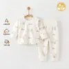 Conjunto de Ropa de Otoño para Bebé Puro Algodón Niños y Niñas Ropa Interior Pijamas de Manga Larga para Niños Ropa de Casa para Bebé de Primavera y Otoño