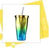 Copo de Aço Inoxidável de Camada Dupla com Canudo, Copo para Beber Café com Isolamento a Vácuo Moderno e Simples de Grau Alimentício, Copo Isolado de Grau Alimentício