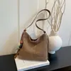 Bolsa de palha tecida grande e simples para mulheres, nova moda, bolsa de palha, bolsa casual para o ombro para o dia a dia, bolsa de ombro versátil