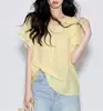 Verão Design Exquisito Top Feminino 2026 Novo Estilo Design de Nicho Único Lindo Blusa Solta com Manga Bufante