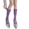Calcetines Apilados de Rayas Verticales Estilo Ballet para Mujer Verano Delgados de Media Caña Transpirables Lazo Color Sólido Algodón Calcetines JK de Pantorrilla