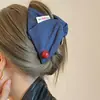 Clip Triangular de Lunares Azul Marino Nuevo de Otoño Temprano Coreano Pinza para el Cabello a Cuadros de Alta Gama para la Parte Trasera de la Cabeza con Volumen de Cabello Grande