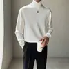 Suéter de gola alta masculina outono e inverno estilo coreano folgado cor sólida manga longa suéter de baixo