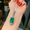Europa y Estados Unidos popular conjunto de joyería de collar y pendientes de anillo de esmeralda simulada creativo completo de diamante incrustación de lujo principal 12*16