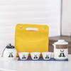 Juego de té portátil de cerámica para acampar al aire libre, ideal como regalo de empresa, con una sola olla y tres tazas de Panda Express.
