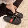 Pantuflas de Malla Burbuja para Mujer, Moda de Verano, Sandalias Planas Simples de Punta Cerrada, Chanclas Medias Perezosas para Exteriores y Playa