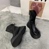Primavera y Otoño Nuevos Botines Martin Versátiles de Celebridad de Internet para Mujer 2025 Plataforma Suela Gruesa Cremallera Trasera Botines Cortos Ajustados Tendencia INS