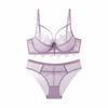 Ropa Interior Sexy de Encaje Transfronteriza Talla Grande Ultra Delgada Transparente Sexy para Pecho Grande Mostrar Pequeño Accesorio de Costura Traje de Sujetador para Pecho