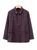 Camisa de manga larga de algodón puro para mujer de mediana edad 2026 nuevo top a cuadros para madres de mediana edad y ancianas, camisa de algodón para primavera y otoño