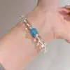 Pulseira Mostrada Branco Gelo Cristal Branco Feminina 2025 Nova Explosiva Luxo Leve Nicho Senso High-end Pulseira Celebridade da Internet