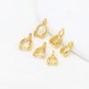 Banhado a Ouro Real 18K com Fivela Pendente Semente de Melão, Fivela de Bandeja, Clipe Pendente de Jade, Fivela para Miçangas com Meio Furo, Fivela para Pingente, Acessórios DIY B85B86