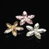 Nuevo cristal gema ojo de caballo flor de cinco pétalos aleación accesorios agujero zapatos diy coche salida de aire coche accesorios hebilla