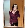 [Hilo de Mecha Lavable] Suéter de punto estilo coreano con cuello halter y escote en V retorcido para mujer, nueva colección otoño/invierno, estilo puro y seductor, diseño de dos piezas simulado
