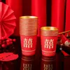 Vasos de Papel para Boda, Vasos Desechables, Vasos Gruesos con Lámina Dorada para Banquete de Boda, Vasos de Agua, Vasos Rojos de Té para Boda para el Hogar