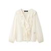 Aliexpress Comercio Exterior Transfronterizo Ropa Europea y Americana para Mujer Temporada Europea y Americana Nuevo Escote Decorativo en Capas Moda Nicho Camisa de Gasa