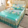 Esterilla de Verano, Esterilla de Seda de Hielo, Faldón de Cama, Juego de Tres Piezas, Esterilla Doble para el Hogar, Esterilla Lavable a Máquina para el Verano con Aire Acondicionado, Esterilla Suave, Cubre Cama