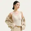Chaleco térmico de terciopelo fino de Lyocell para otoño e invierno para mujer con almohadillas en el pecho, cuello en V de encaje, top interior sin costuras para capas