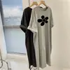 Verão Feminino Garota Cheinha Plus Size Casual Roupa Externa Fina Manga Curta Estampada Vestido Preguiçoso Comprimento Médio Solto Emagrecimento Tendência Quadril