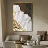 Pintura decorativa de entrada de alto nivel con marco de metal abstracto en estilo wabi-sabi con líneas artísticas e iluminación